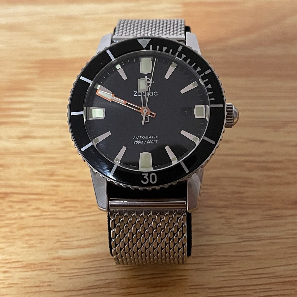Zodiac Super Sea Wolf 53 Compression Auto Black Dial Black Rubber Watch ZO9256